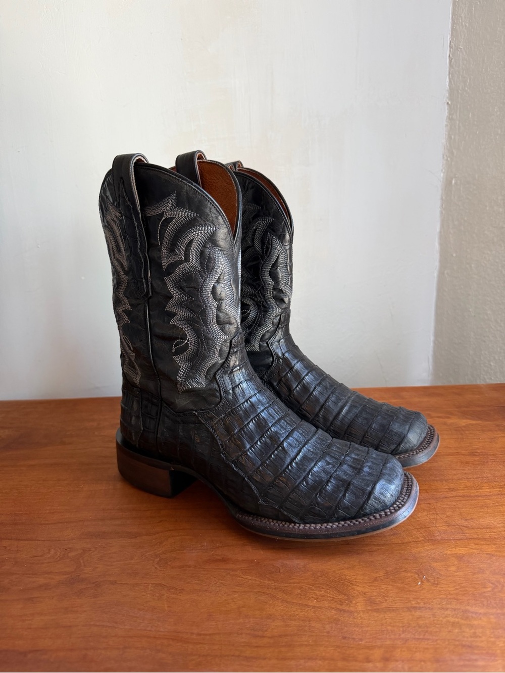 Dan Post Black Exotic Caiman Western Boots